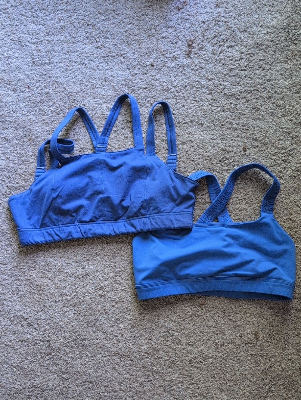 Two Blue Sports Bras - 1 lulu And 1 oiselle